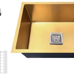 Handmade Kitchen Sink (24"x18"x10") Sound Proof Single Bowl With Stainless Steel Vessel Sink-image-42