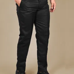 Men Regular Fit Black Cotton Blend Trousers-image-74