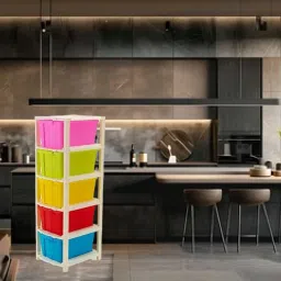 5 layer Plastic Modular Drawer System for Home and Hospital Plastic Kitchen Trolley-image-6