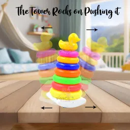 wishkey Duck Stacking and Sorting 7 Rings Tower with Base, Early Educational Toy for Kid image 4