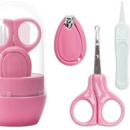 4-In-1 Baby Grooming Manicure & Pedicure Kit Newborn Healthcare Daily Hygiene Nursery Set with Baby Nail Clipper, Scissor, Tweezer Nail Filer Cleaning Sets in an Attractive Tablet Case Pink 1 Kit-image-23