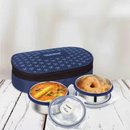 trueware Diet To Go Blue Stainless Steel 2Pcs Thermoware Lunch Box-picture-38