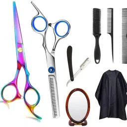 Sharp Hairdressing Thinning Scissors Barber Razor Comb Mirror cutting apron Pets Scissors-image-4