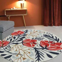 mric Multicolor Wool Floral 5x5 Feet Round Hand Tufted Carpet-picture-18