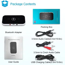 tobo 2-in-1 Wireless BT 5.0 Transmitter Receiver, 2-in-1 Wireless 3.5mm Adapter Wireless Audio Adapterfor TV Audio Portable Wireless Receiver for Car/Home Stereo System (Black) 5 W AV Control Receiver image 5