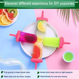 karp Plastic Reusable Ice Pop Makers, Homemade 110 ML Ice Cream Maker Pink Plastic Ice Cube Tray image 4
