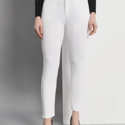 Women Regular Fit White Lycra Blend Trousers-image-15