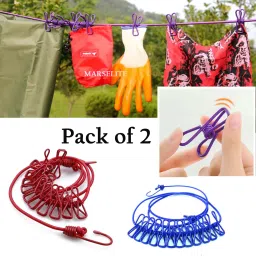 Cloth Drying Rope (2 PACK) Portable Travel Clothes line Indoor Outdoor use Rassi Iron Retractable Clothesline-24