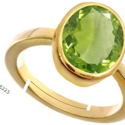 12.25 Ratti Natural Peridot Birthstone/Astrology Adjustable Ring Stone Peridot Brass Plated Ring-image-85