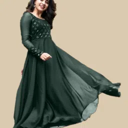 Embroidered, Self Design Georgette Stitched Anarkali Gown-image-54