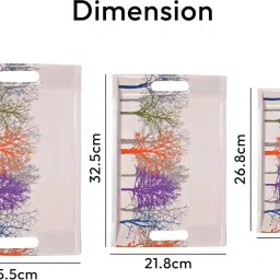 u.p.c. Melamine Multicolor Tree Print Serving Tray, Set of 3 (Small, Medium and Large Size) Ocean Series Tray image 5