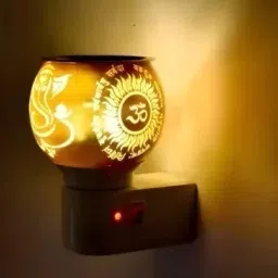 Kapoor Dani/Aroma Oil Burner Cum Night Lamp with Switch Ceramic, Borosilicate Glass, Plastic, Steel, Glass Incense Holder Set-image-54