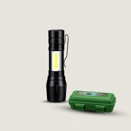 Powerful 5W LED Torch | Waterproof, USB Rechargeable | Compact Black Design Torch-2
