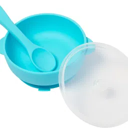 Silicone Suction Bowl with Lid and Spoon Set Non-Slip Learning Feeding BPA Free- Food Grade Silicone-image-8