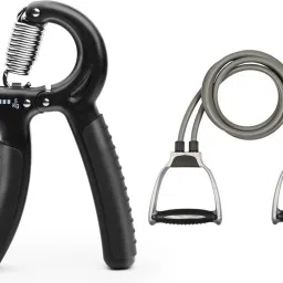 Combo Of Adjustable Hand Gripper With Double Toning Tube Home Gym Kit Fitness Accessory Kit Kit-image-42