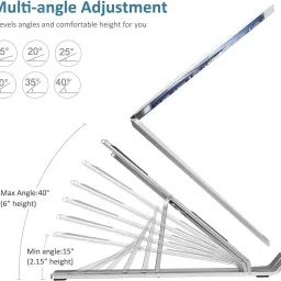 TECHEL Universal Foldable Multi-angle Laptop Stand N8 - 17.3" - Silver vcx13 Laptop Stand-image-17