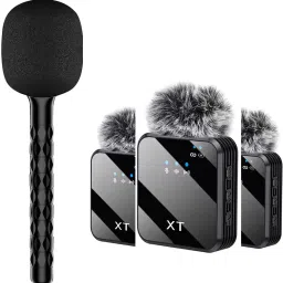 Microphone Handheld Stick with Noise-Cancelling Wireless Mic for Interviews Vlog Microphone-19