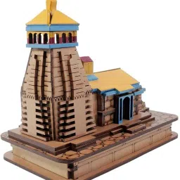 ani divine Shri Kedarnath Dham Temple In Wood Color 3D Mandir Statue For Car Dashboard Decorative Showpiece - 13 cm image 4