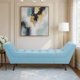 casacraft from pepperfry Orion Chenille Fabric Chaise Lounger In Ice Blue Color-picture-34