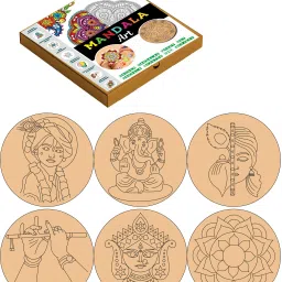 Lippan Art MDF Art Painting DIY Kit Mandala Art Kit for Kids 6-12(M102)(4Inch)-image-85
