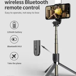 POZUB Selfie Stick with LED Fill Light,Tripod Stand with Bluetooth Remote +Carry Bag Tripod, Monopod, Monopod Kit, Tripod Ball Head, Tripod Bracket, Tripod Clamp, Tripod Kit image 3
