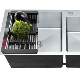 Handmade 32" X 18" X 10" Inches Kitchen Sink Double Bowl Sound Proof Tap Hole Stainless Steel Matt Finish MG_67 Vessel Sink-image-23