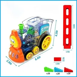 ridhimani Domino Train Set | Dominoes with Light Sound Building Blocks Stacking Tile Game image 3