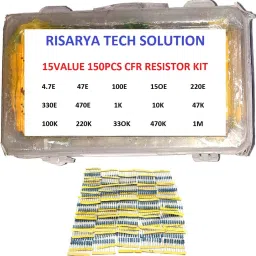 CFR RESISTOR KIT OF 15VALUE(150-PCS) 10PCS EACH 5% 1/4 W 4.7E,47E,100E,150E,220E,330E,470E,1K,10K,47K,100K,220K,330K,470K,1M Fixed Resistor-13