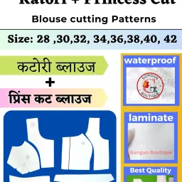 2 Count Gungun Boutique Katori Blouse + Princess Cut Blouse Paper Cutting Patterns Cross Stitch Matte Cloth-21