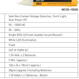 hty Meco 1000S Voltage Range : 90 ~ 1000V AC Safe Non Contact Voltage Detection Digital Voltage Tester image 2