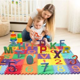36 Pcs Learning ALphabets Mats for KIDS / Brain Developing Educational Interlocking Puzzle / Alphabet & Numbers Puzzle Foam Mat for Kids, Boy, Girls Toddlers / (Mini Multi-Color Puzzle)-1