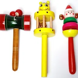 Wooden Toys Colourful Rattle Set - Handcrafted Traditional Set of Toys Rattle-image-21