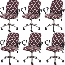 Polyester Snapdex Stretch Print Computer Office Chair Cover (Pack of 4) Polyester Snapdex Stretch Print Computer Office Chair Cover (Pack of 6) Sofa Fabric-15