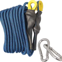 Climbing Rope with Hook, 10 MM Static Tensile Force Upto - 20 KN Blue-12