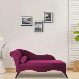 casacraft from pepperfry Modern Velvet Chaise Lounger in Pink Mulberry Colour-picture-28