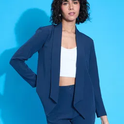 sassafras worklyf Women Solid Single Breasted Casual Blazer-picture-2
