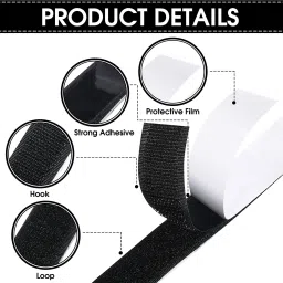aryan utsav Self-Adhesive Hook and Loop Tape Roll, Sticky Back, Both Indoor and Outdoor Use Stick-on Velcro image 2