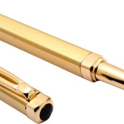 Polo Mini Ball Point Pen Brushed Gold Square Metal Body Golden Trims Blue Refill Ball Pen-image-5