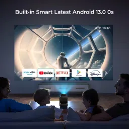 Omexcart 4K Android 13.0 Smart Projector, Auto Focus, Auto 4D Keystone 600ANSI (9000 lm / 1 Speaker / Wireless / Remote Controller) Portable Projector image 4