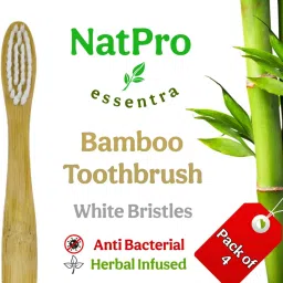 Bamboo toothbrush 4 pcs Herbally infused anti bacterial with white bristles Soft Toothbrush-image-11