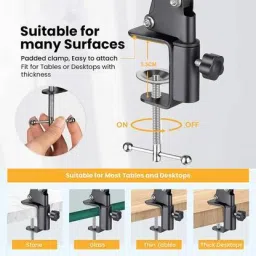 MOTOFLY Overhead Tripod Stand for YouTube Video Recording Cooking and Sketch Videos Tripod Kit, Tripod Ball Head, Tripod Clamp, Tripod Bracket, Monopod Kit image 3