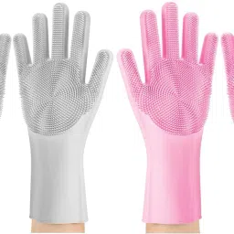 Silicone Gloves For Washing Utensils, Hand Gloves For Dish Washing, Wet and Dry Glove Set-image-40