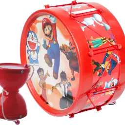 Musical Small Damru(7x8.2cm) with Small Drum(17.4x9.2cm)-15