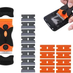 WOWSOME 2 Side Scraper tool 8 Plastic & 8 Steel Blades for remove Glue, Labels, Decals for Computers, Mobiles, Gaming, Laptops-image-6