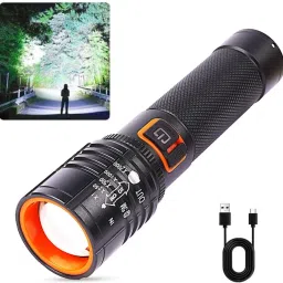 Rechargeable Torch Emergency Light With 4 Mode Light Type C Fast Charging Torch-2