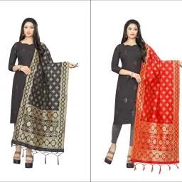 Silk Blend Woven Multicolor Women Dupatta-image-12
