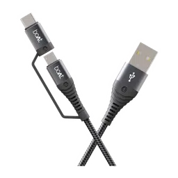 boAt Deuce 330 Type A to Type C, Micro USB 4.9 Feet (1.5M) 2-in-1 Cable (Tangle-free Design, Mercurial Black)-24