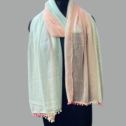 Chiffon Self Design Peach Women Dupatta-9
