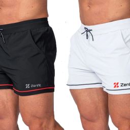 Pack of 2 Solid Men Black, White Sports Shorts-picture-17
