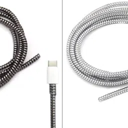Benix Charger Cable Protectors - Black & Silver (Pack Of 2) Cable Protector-image-87